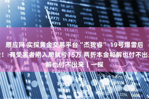 顺应网 实探黄金交易平台“杰我睿” 19号爆雷后还在收金！ 有受害者刚入局就亏15万 两折本金和解也付不出来｜一探