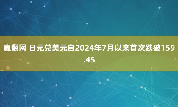赢翻网 日元兑美元自2024年7月以来首次跌破159.45