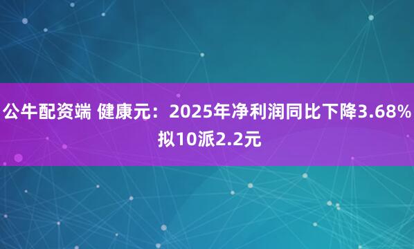 公牛配资端 健康元：2025年净利润同比下降3.68% 拟10派2.2元